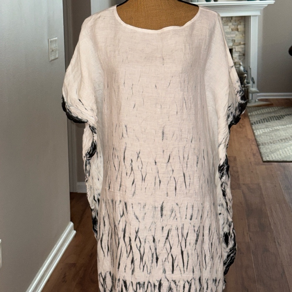 Hyena Brand BoHo tie dye Oversized rayon Cottagecore maxi woven Kaftan Dress M/L - Picture 3 of 11